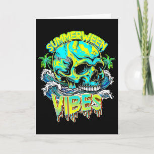 Sommerween-Stimmung Totenkopf Horror Strand Hallo  Karte
