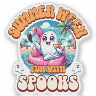 Sommerween Süßer Geist Flamingo Schwimmhilfe Stran Aufkleber