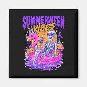 Sommerween-Vibes Gruseliger Skelett-Flamingo-Pool  Magnet