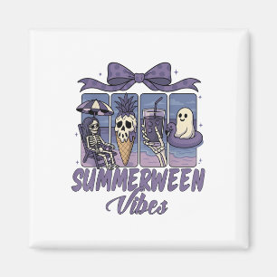 Sommerween-Vibes-Skelett-Geister-Strandparty-Hallo Magnet