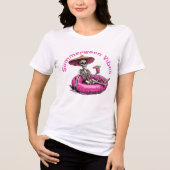 Sommerween Vibes Skelett Rosa Float Tropical Tri-Blend Shirt (Vorderseite)