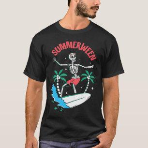 Sommerween-Vibes Skelett-Surf-Wellen Sommer Hal T-Shirt