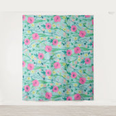 Sommerweide Flora Natur Aquamarine Illustration Wandteppich (Vorderseite)