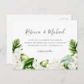 Sommerweiße Blume & Wasserfarbenwelt Hochzeit Einladungspostkarte (Vorne/Hinten)