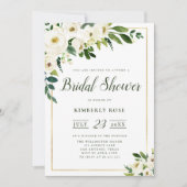 Sommerweiße Blumen Brautdusche Einladung (Vorderseite)