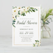 Sommerweiße Blumen Brautdusche Einladung (Stehend Vorderseite)