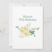 Sommerweiße Rosenflora Grüne 70. Geburtstag Einladung (Rückseite)