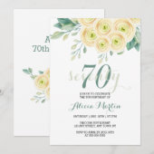 Sommerweiße Rosenflora Grüne 70. Geburtstag Einladung (Vorne/Hinten)