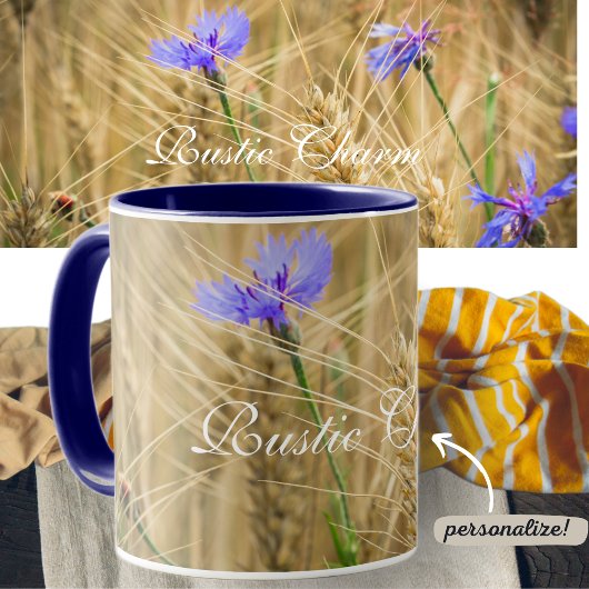Sommerweizenfeld mit blauen Kornblumen Tasse