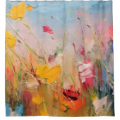 Sommerwiese – Expressive abstrakte Wildblumen Duschvorhang (Vorderseite)