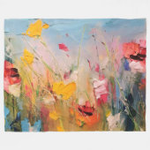 Sommerwiese – Expressive abstrakte Wildblumen Fleecedecke (Vorderseite (Horizontal))