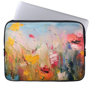 Sommerwiese – Expressive abstrakte Wildblumen Laptopschutzhülle
