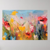 Sommerwiese – Expressive abstrakte Wildblumen Poster (Vorne)