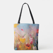 Sommerwiese – Expressive abstrakte Wildblumen Tasche (Rückseite)