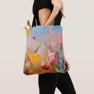 Sommerwiese – Expressive abstrakte Wildblumen Tasche