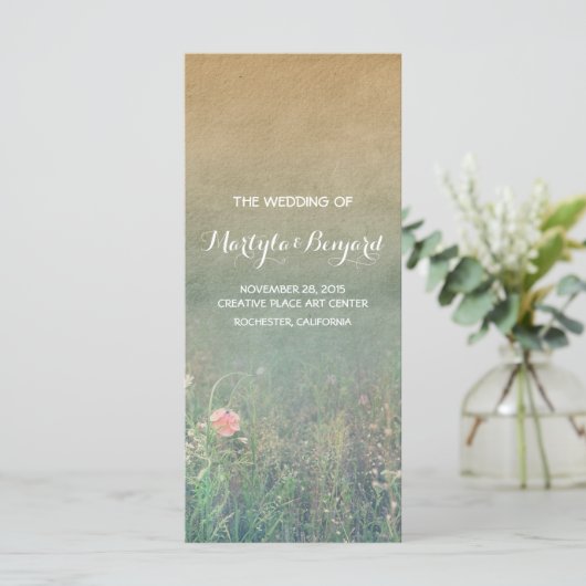 Sommerwiese Rustikale romantische Hochzeitsprogram Programm (Stehend Vorderseite)