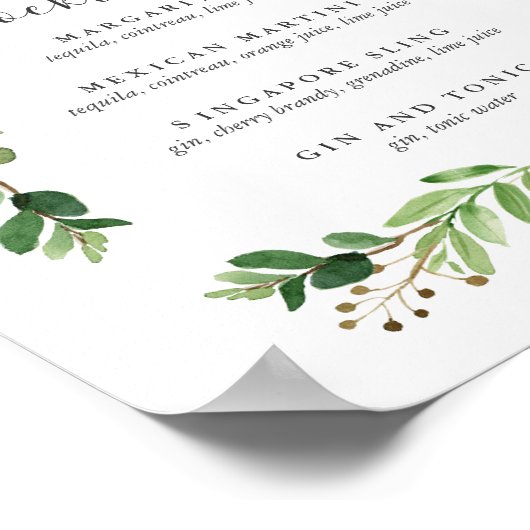 Sommerwiese | Signature-Cocktail-Menü-Zeichen Poster (Ecke)