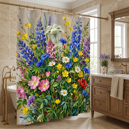 Sommerwiesen-Wildblumen Duschvorhang