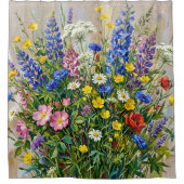 Sommerwiesen-Wildblumen Duschvorhang (Vorderseite)