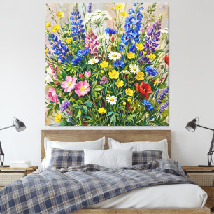 Sommerwiesen-Wildblumen Leinwanddruck