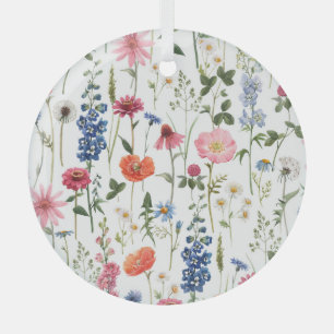 Sommerwildblumen, nahtloses Wasserfarbmuster. Ornament Aus Glas