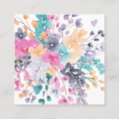 Sommerwilde florale Wasserfarbenordnung Vielen Dan Quadratische Visitenkarte (Rückseite)