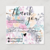 Sommerwilde florale Wasserfarbenordnung Vielen Dan Quadratische Visitenkarte (Vorderseite)