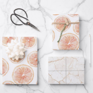Sommerwind Grapefruit Pfirsich Geburtstag Geschenkpapier Set