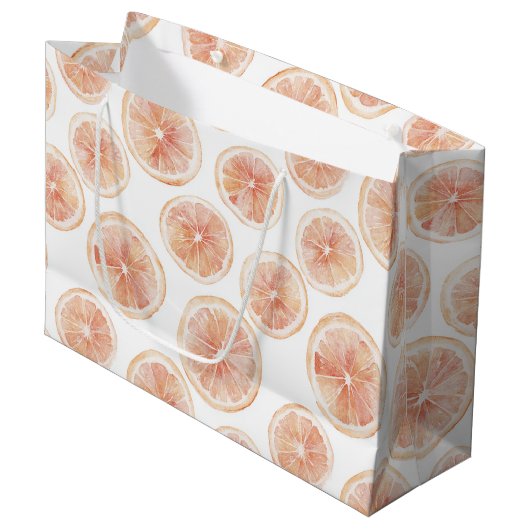 Sommerwind Grapefruit Pfirsich Geburtstag Große Geschenktüte (Vorderseite Schrägansicht)