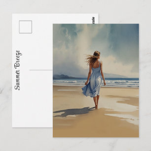 Sommerwind macht mich zum Wasserfarbenurlaub Postkarte