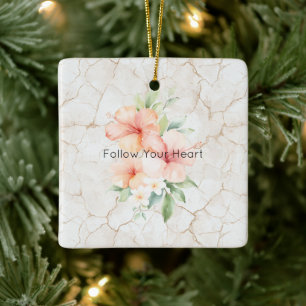 Sommerwind Röte Pfirsich Hibiskus Weihnachten Keramikornament