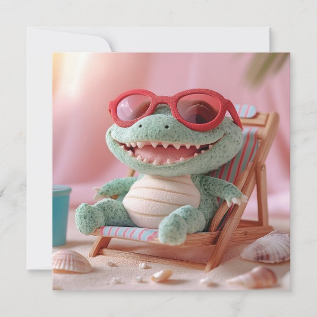 Sommerwoben: Chillin' Plush Crocodile on Vacation (Vorderseite)