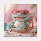 Sommerwoben: Chillin' Plush Crocodile on Vacation Magnet (Vorne)