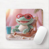Sommerwoben: Chillin' Plush Crocodile on Vacation Mousepad (Mit Mouse)