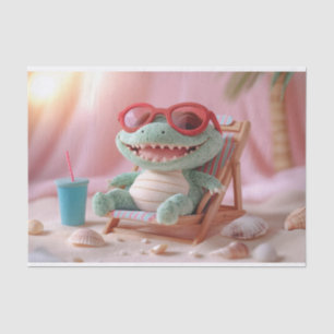 Sommerwoben: Chillin' Plush Crocodile on Vacation Seidenpapier