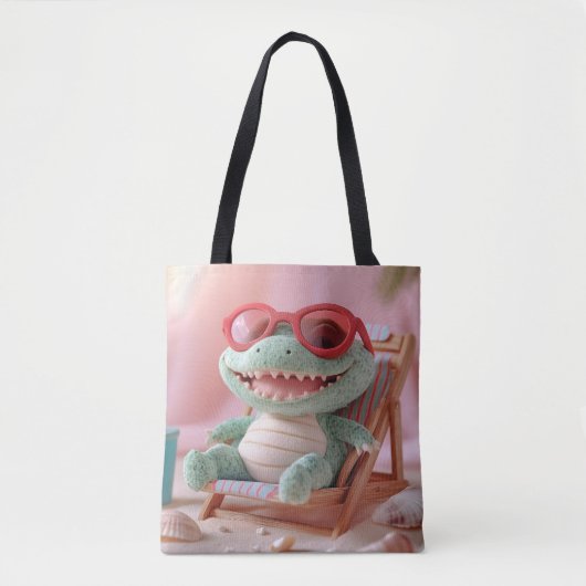 Sommerwoben: Chillin' Plush Crocodile on Vacation Tasche (Vorderseite)