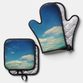 Sommerwolken Ofenhandschuh & Topflappen-Set (Vorderseite/Rückseite)