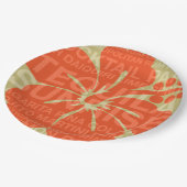 Sommerwörter Cocktails und Hibiskus Pappteller (Schrägansicht)