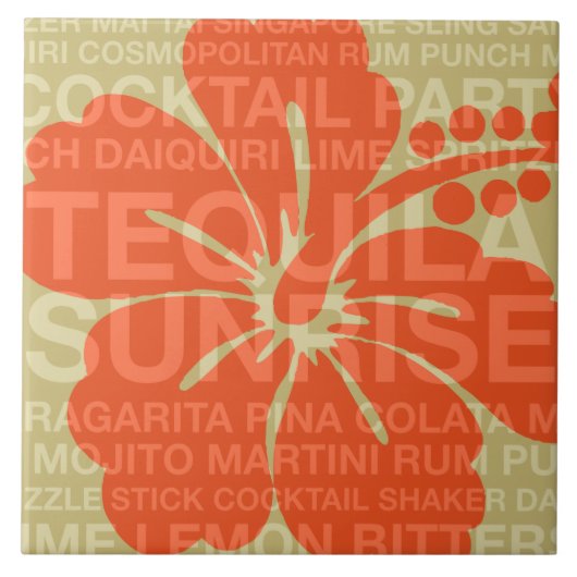 Sommerwörter Cocktails und Hibiskus Tiles Fliese (Vorderseite)