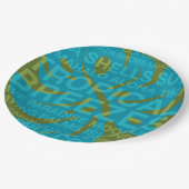 Sommerwörter Tropical und Monstera Leaf Pappteller (Schrägansicht)