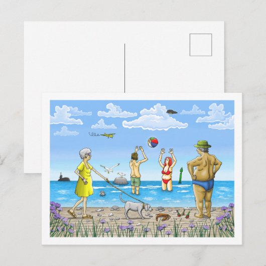 Sommerzeit am Strand Postkarte (Vorne/Hinten)
