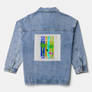 Sommerzeit am Strand – Retro-Surf-Vibes-Grafik Jeansjacke