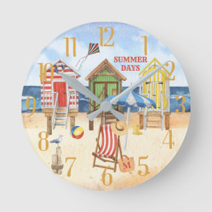 Sommerzeit am Strand Runde Wanduhr