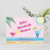 Sommerzeit Beach Weekend Bachelorette Einladung (Stehend Vorderseite)
