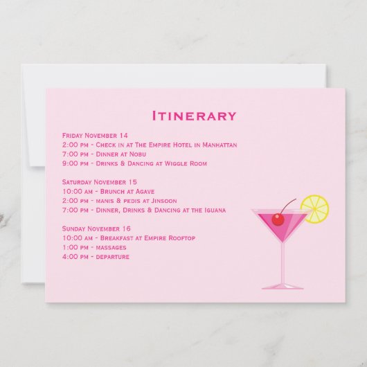 Sommerzeit Beach Weekend Bachelorette Einladung (Rückseite)