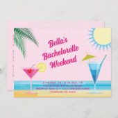 Sommerzeit Beach Weekend Bachelorette Einladung (Vorne/Hinten)