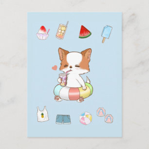 Sommerzeit Bleib Cool Mochi Schwimmen Sommerartike Postkarte