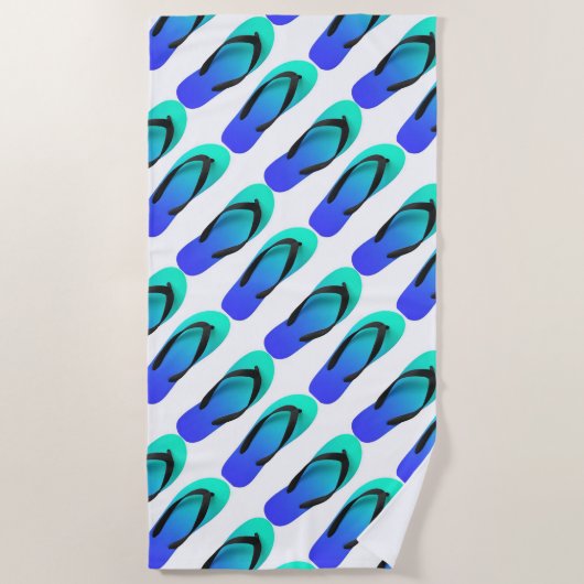 Sommerzeit Blue Flip Flops Strandtuch (Vorderseite)