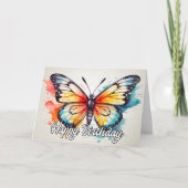 Sommerzeit Butterfly Illustration Happy Birthday Karte (Vorderseite)