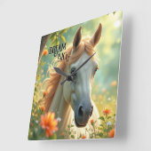 Sommerzeit des Traumpferdes Quadratische Wanduhr (Winkel)